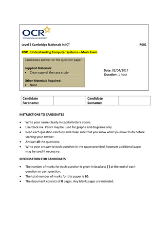 R001 2017 Revision resources | Teaching Resources