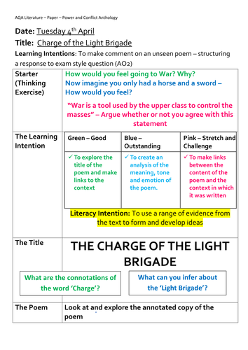 AQA Lit - The Charge of the Light Brigade