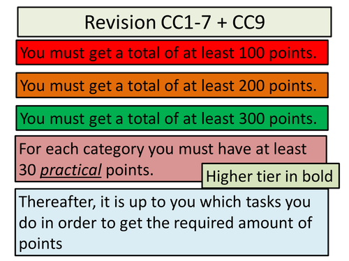 Edexcel 9-1 CC1-7 + CC9 REVISION POINTS GAME, states, atoms, bonding, masses Year 10 exam (PA