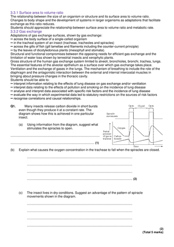 AQA Biology A level/AS level Unit 3 Revision Exchange and transport ...