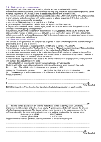 Aqa Biology A Level As Level Unit 4 Revision Dna, Taxonomy, Diversity 