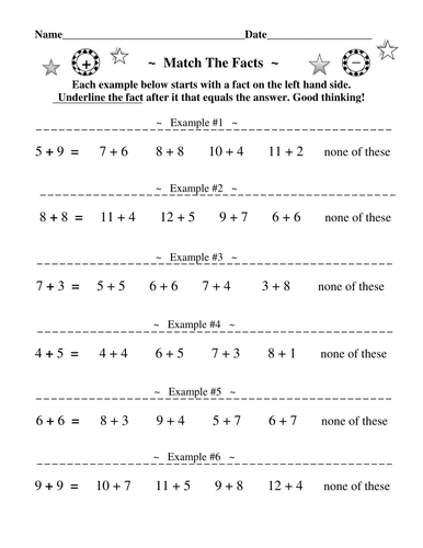 Addition Subtraction Facts Word Problems PLUS Add Sub Facts Matches ...