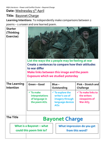 AQA Lit - Power and Conflict  - Bayonet Charge