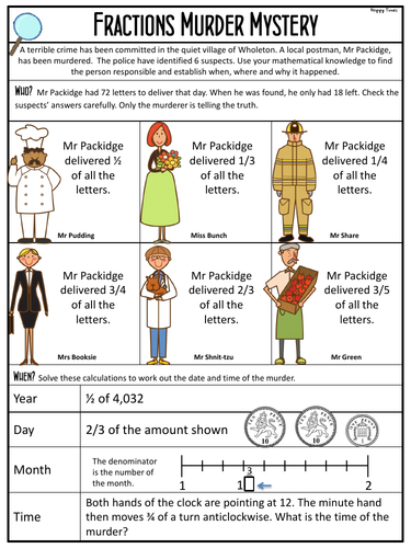 Maths Murder Mystery (KS2 Fractions)