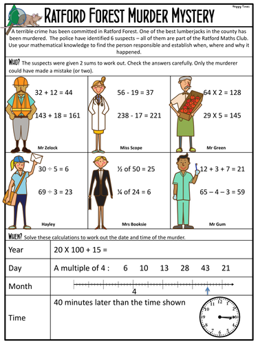 Maths Murder Mystery (KS2 Revision, SATs)