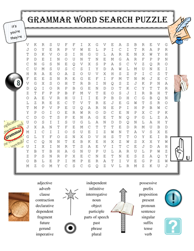 Math Word Search Puzzle PLUS Grammar Word Search Puzzle | Teaching ...