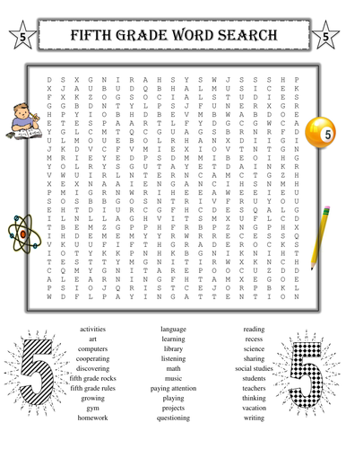 fifth grade word search puzzle plus 50 states word search puzzle 2 puzzles teaching resources