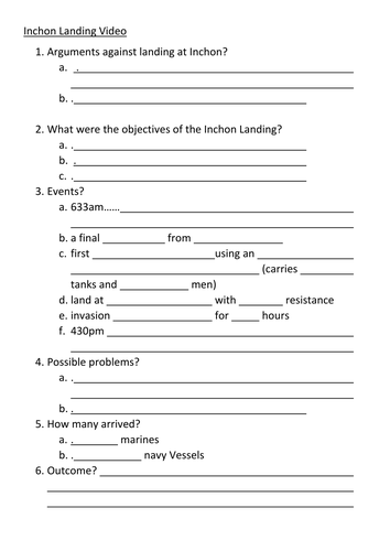 Conflict and Tension: Korean War: Inchon Landings | Teaching Resources