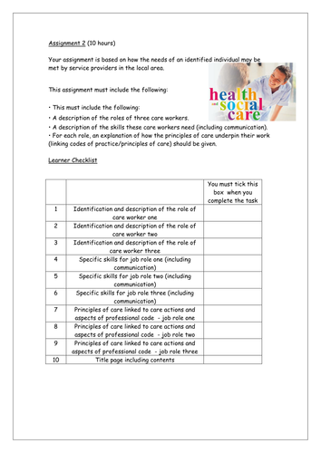 GCSE Health and Social care coursework planning booklet | Teaching ...