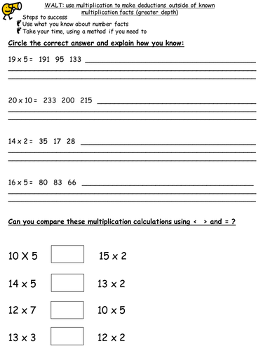 Year 2 Interim Framework- Greater depth multiplication facts