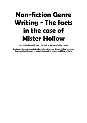 The Facts in the Case of Mister Hollow Non-Fiction Writing Prompt