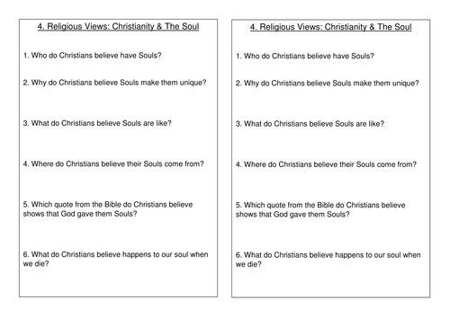 KS3 Ultimate Questions - The Soul | Teaching Resources