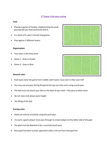 Hockey push pass lesson plan, videos and worksheets | Teaching Resources