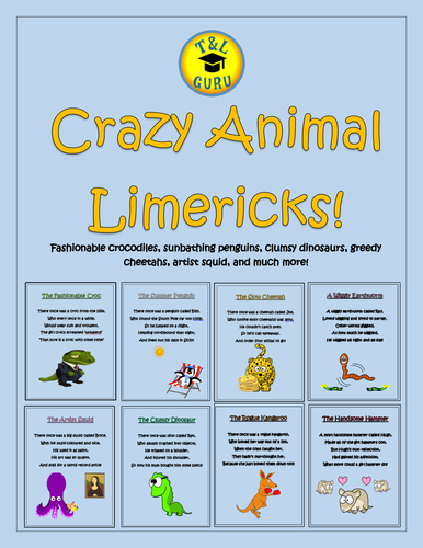 Crazy Animal Limericks Anthology! (Original Poems and Comprehension Tasks!)