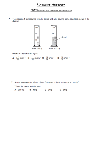 Ocr 9-1 Gateway Science A P1 Matter 