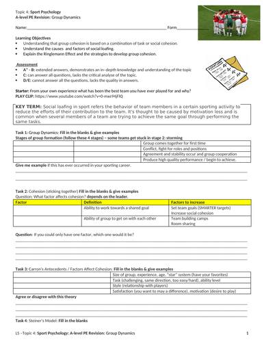 A-level PE (Spec 2016) Group Dynamics Revision