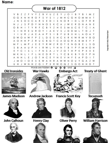 War of 1812 Word Search