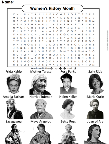 Women #39 s History Month Word Search Teaching Resources