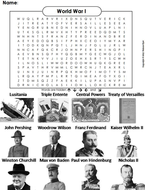 world war 1 word search teaching resources