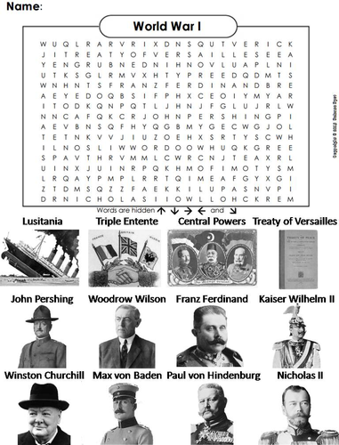 World War 1 Word Search