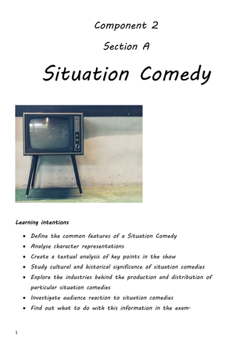 EDUQAS (WJEC) Media Studies Sitcoms Booklet (from 2017)