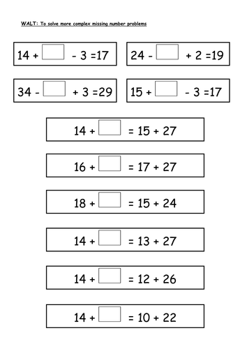 More complex missing number problems, inverse relationship - Year 2 ...