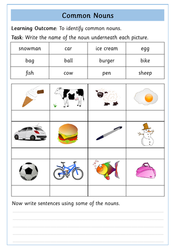 nouns worksheets teaching resources