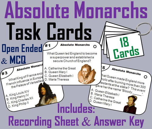 Absolute Monarchs Task Cards