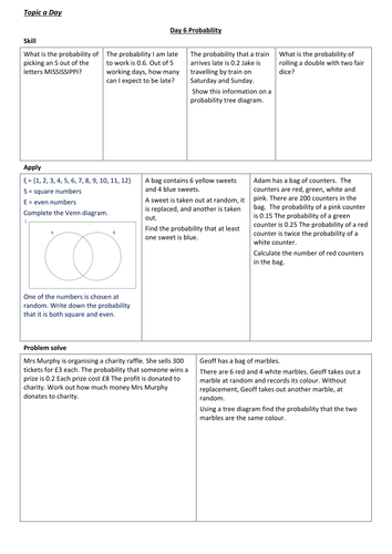 Topic a day - Day 6 Probability