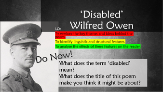 Analyzing The Poem Disabled By Wilfred Owens