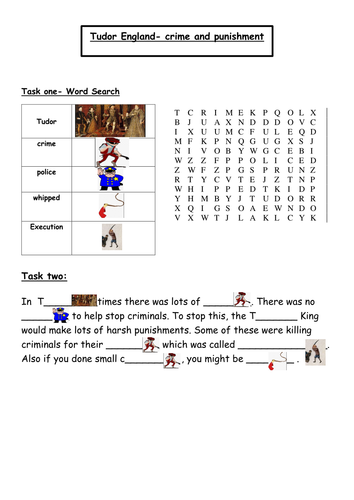 EAL/SEN/Pirmary Tudor Crime and Punishment Worksheet only