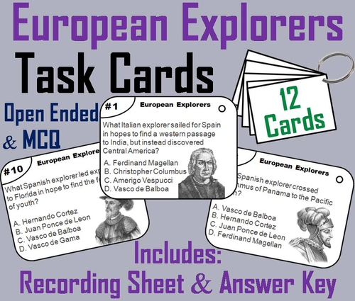 European Explorers Task Cards
