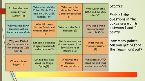Cold War Revision Lesson