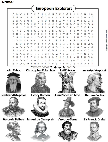 European Explorers Word Search