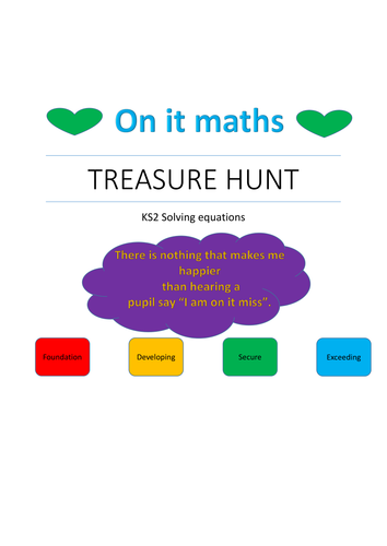 Solving Equations KS2 - Treasure Hunt | Teaching Resources