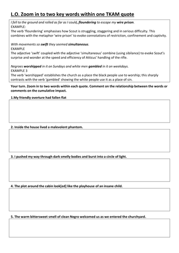 To Kill a Mockingbird double zoom in to word choices
