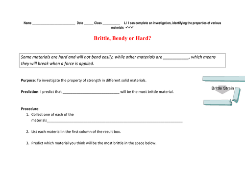 Science: Materials - Investigation on 'Brittle'