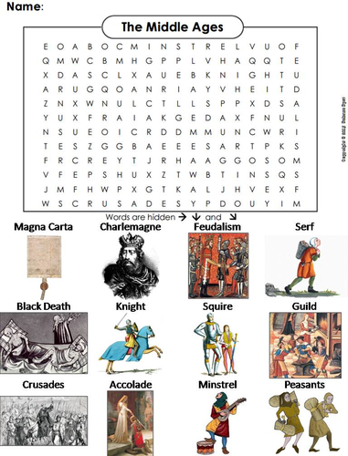 Middle Ages Word Search