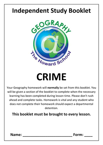 KS3 Crime Homework Booklet