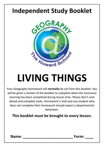 KS3 Living Things / Ecosystems Homework Booklet