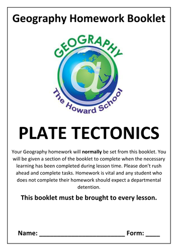 KS3 Plate Tectonics Homework Booklet