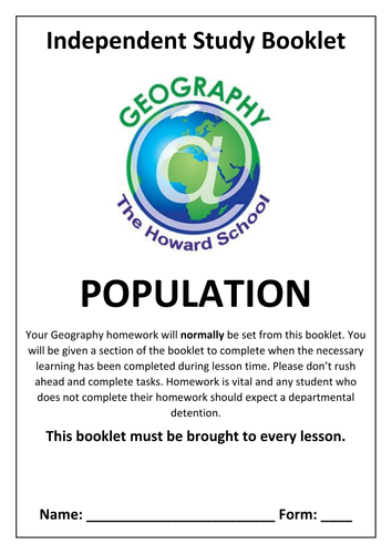 KS Population Homework Booklet