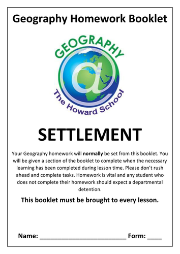 KS3 Settlement Homework Booklet