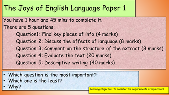 AQA English Language Paper 1 Question 5 Practice Activities | Teaching Resources