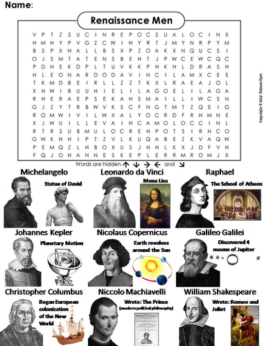 Renaissance Men Word Search