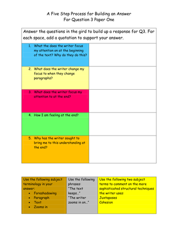 AQA Question 3 Strucutre Help Sheet