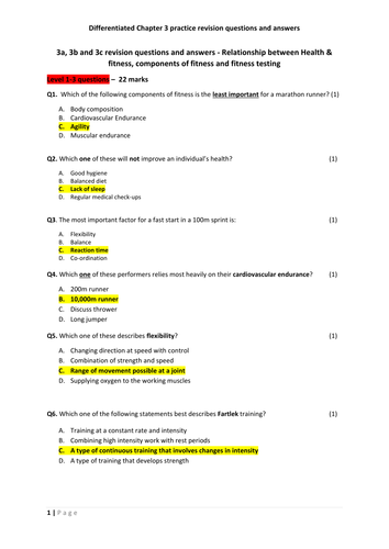AQA GCSE PE: Physical training - Q & A and revision bundle | Teaching ...