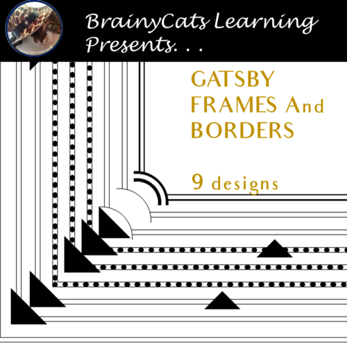 "GATSBY INSPIRED" Black and White Page Borders and Frames Clipart