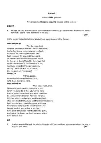 Full Scheme of work for Shakespeare's Macbeth - 9-1 new OCR GCSE style ...