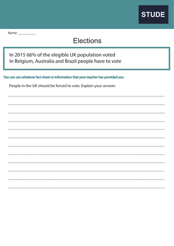 General Election 2017 Worksheets Pack - KS3